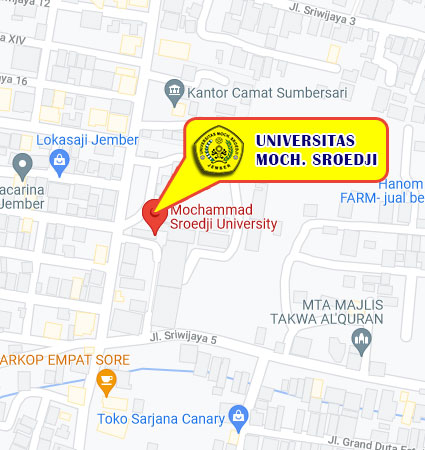 Peta Lokasi (Google Map) Universitas Mochammad Sroedji Jember Nomor